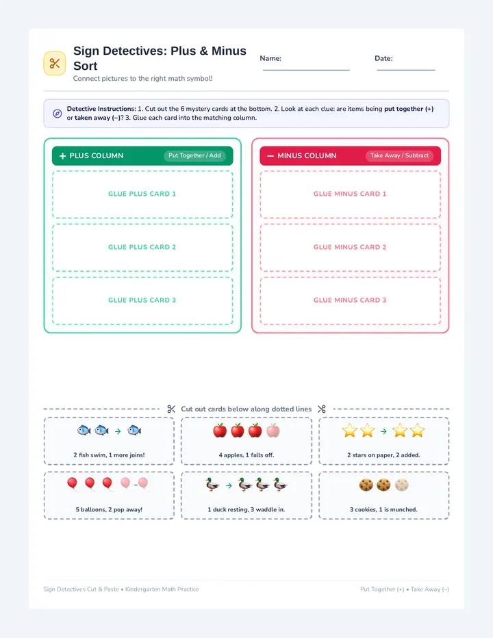 Sign Match Cut and Paste Worksheet