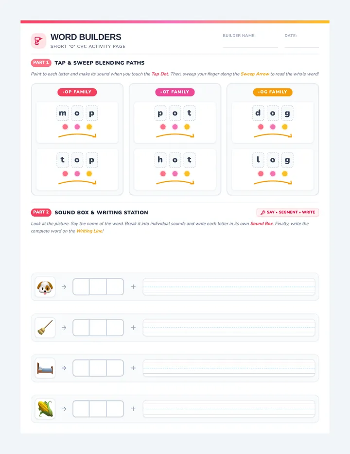 Short O Worksheet
