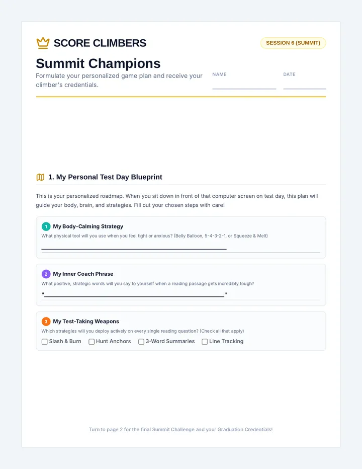 Summit Champions Worksheet