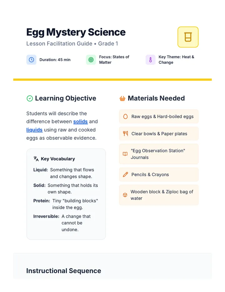 Egg Mystery Teacher Guide