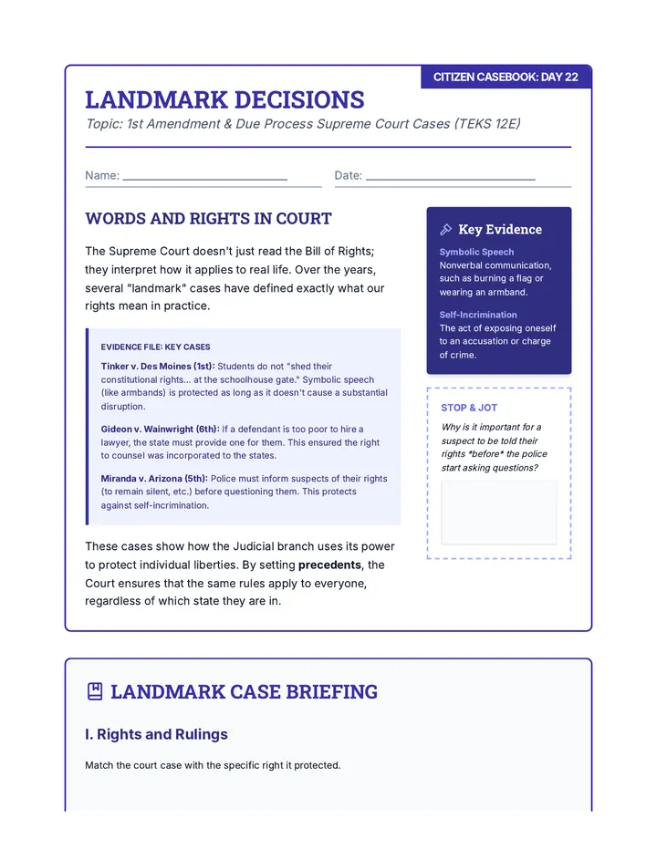 Landmark Decisions Reader