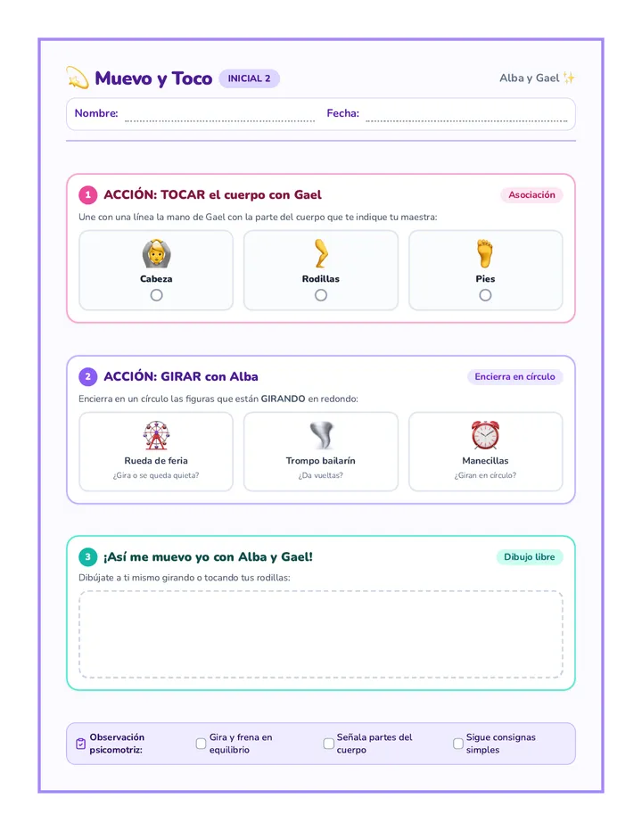 Muevo y Toco Worksheet