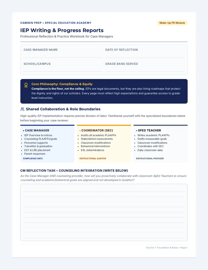 Case Manager Reflection Workbook