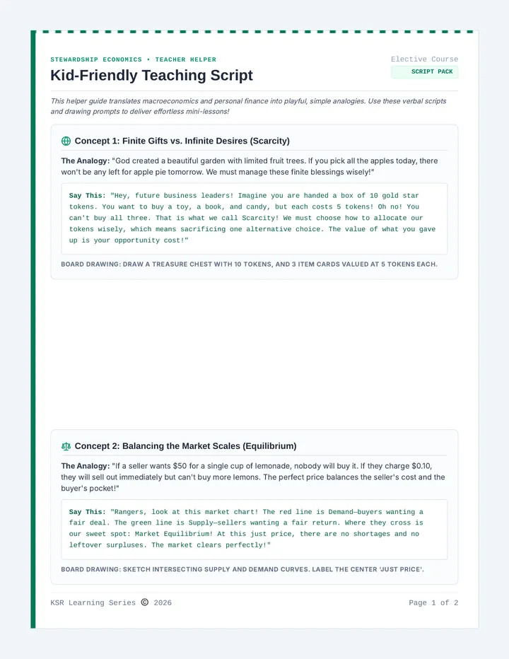 Stewardship Economics Teacher Helper Guide