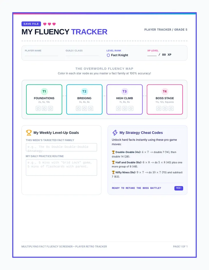 Speed Trackers Sheet
