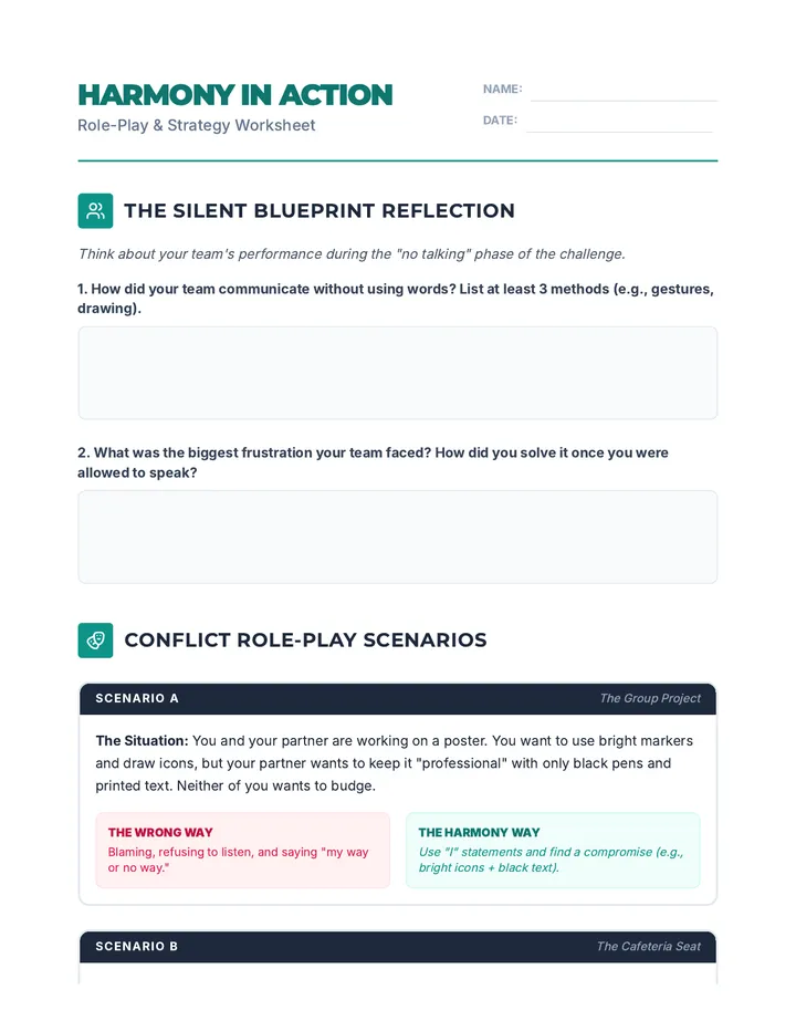 Harmony In Action Worksheet
