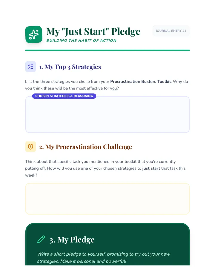 My Just Start Pledge Journal