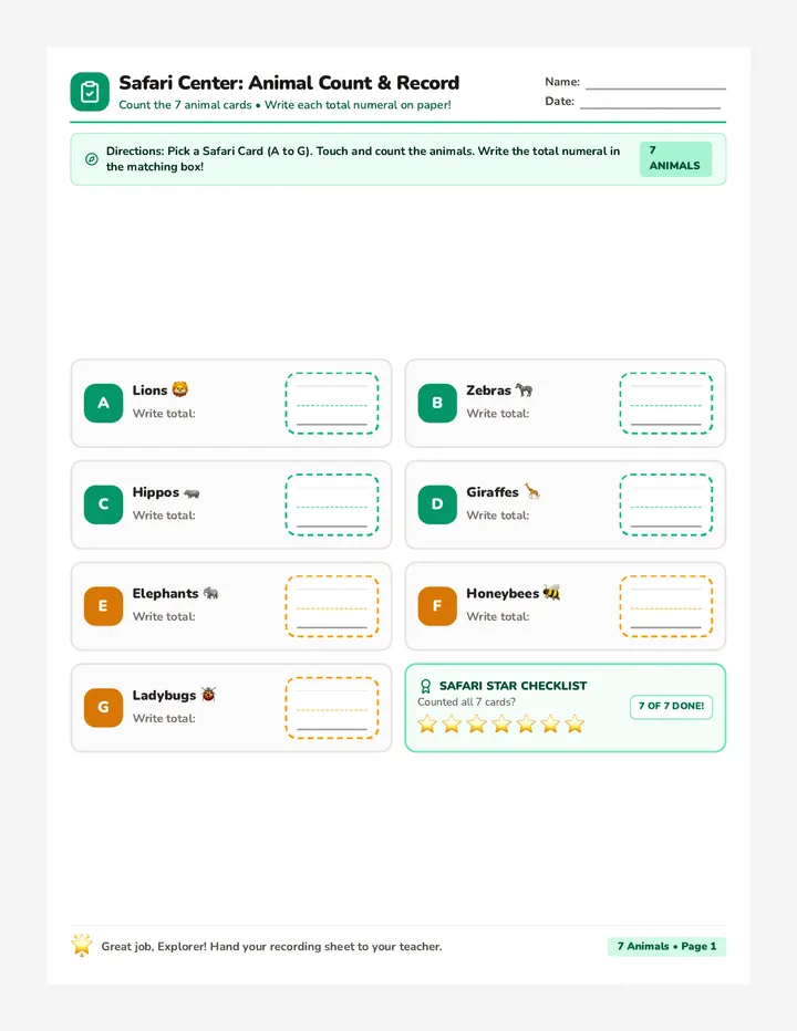 Safari Count Center Activity