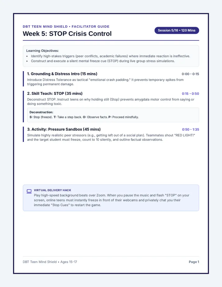Teen Distress Tolerance Facilitator Guide