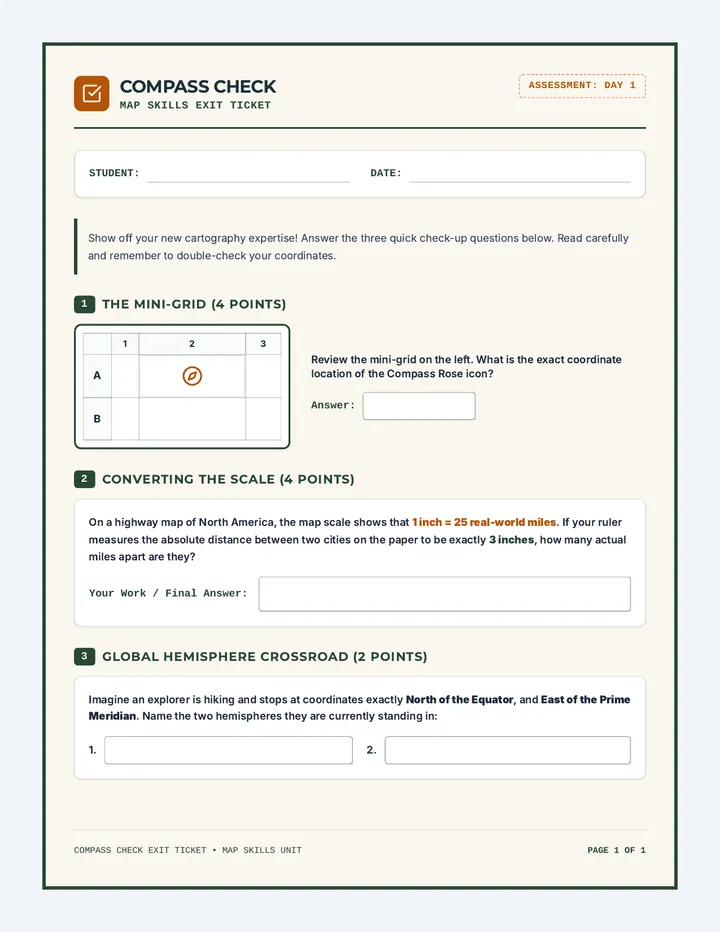 Compass Check Exit Ticket