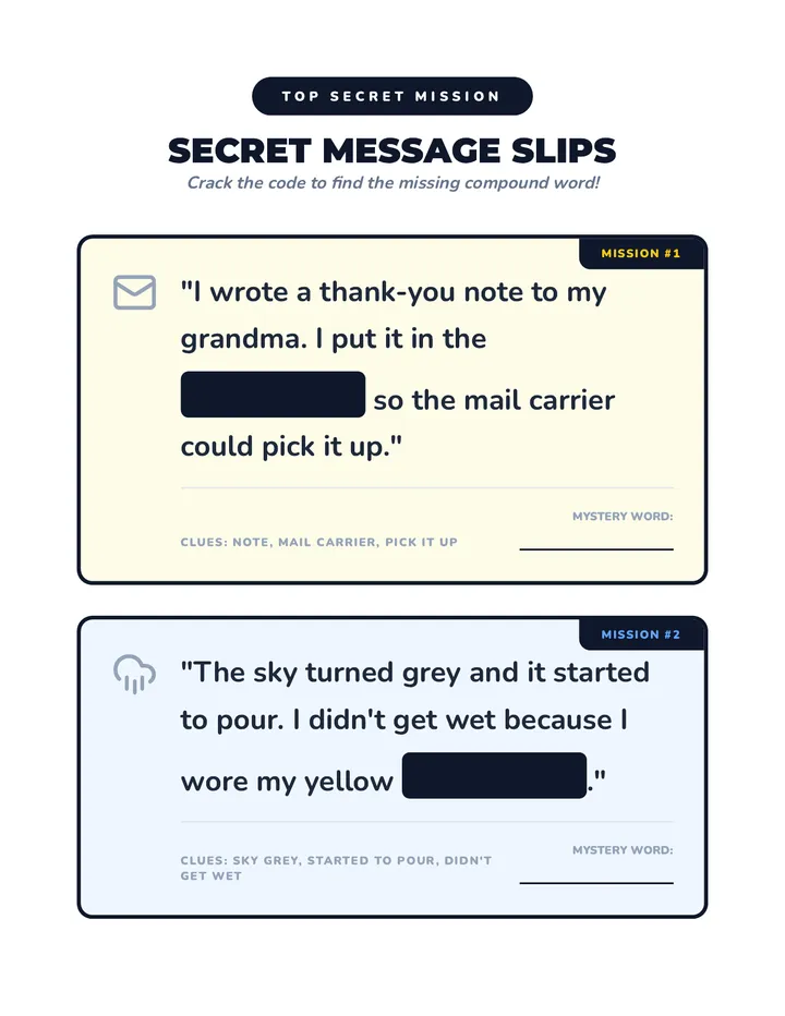 Detective Secret Message Slips
