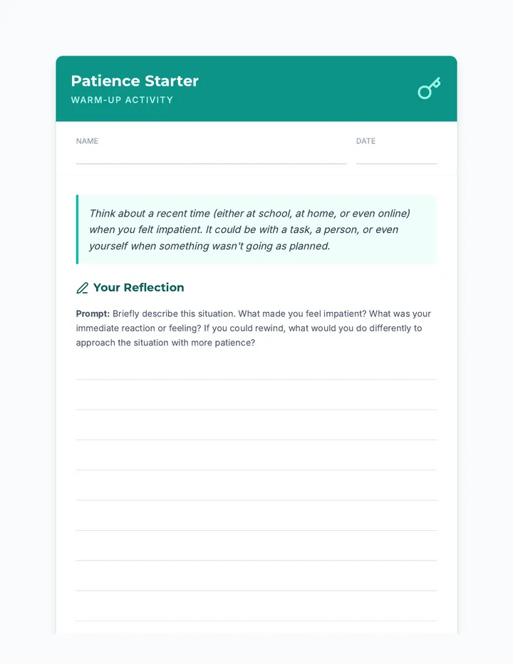 Patience Starter Warm Up