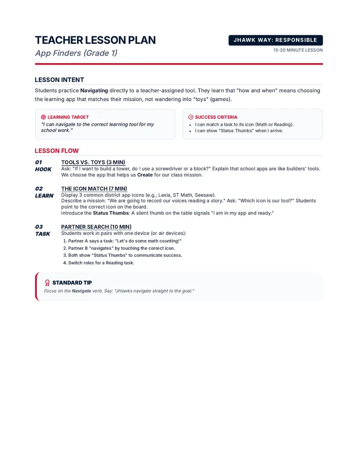 App Finders Teacher Plan 1
