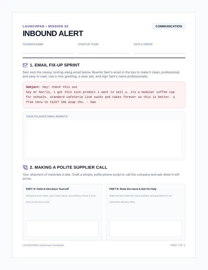 Inbound Alert Worksheet