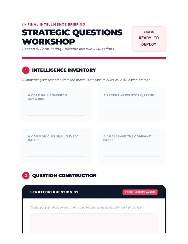 Strategic Questions Workshop Sheet