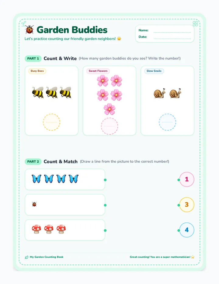 Garden Buddies Worksheet