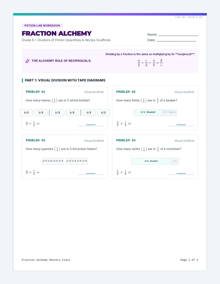 Fraction Alchemy Worksheet