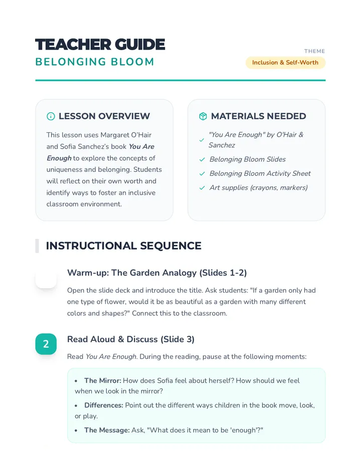 Belonging Bloom Teacher Guide