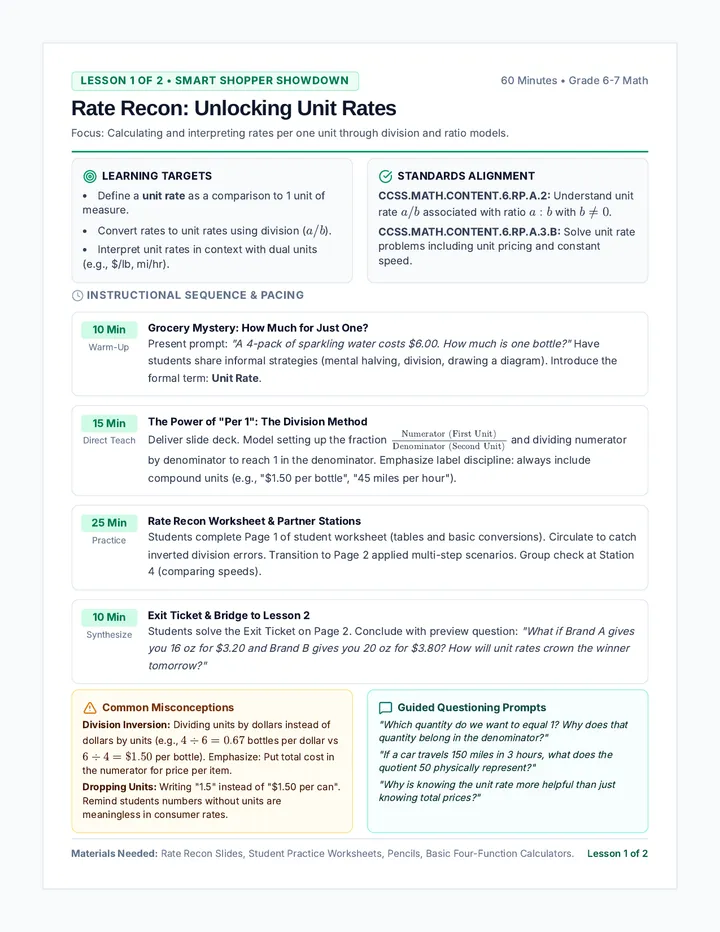 Rate Recon Lesson Plan
