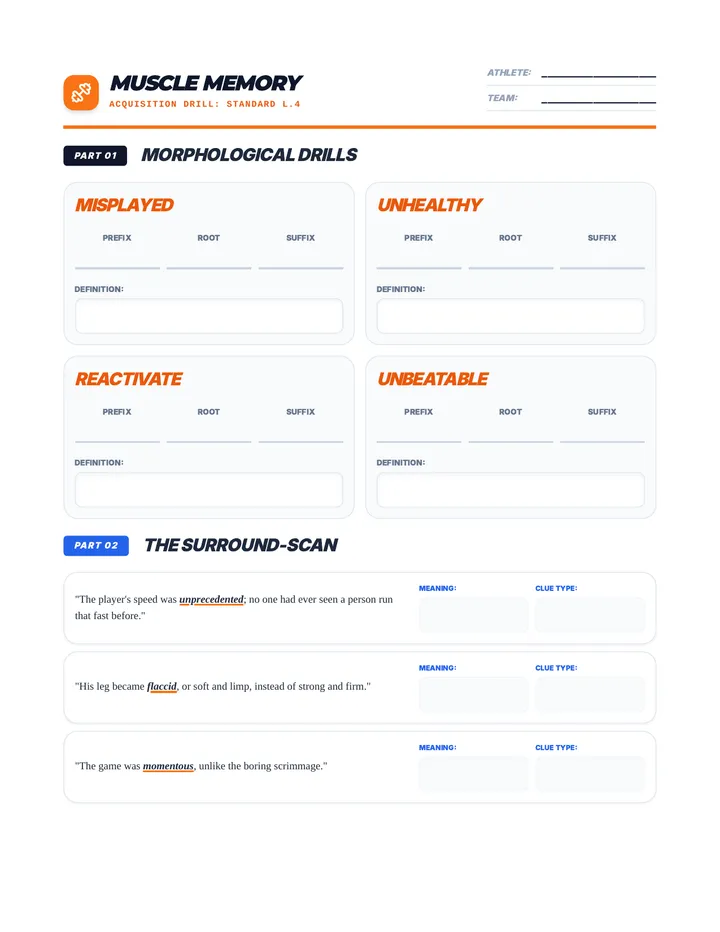 Muscle Memory Worksheet