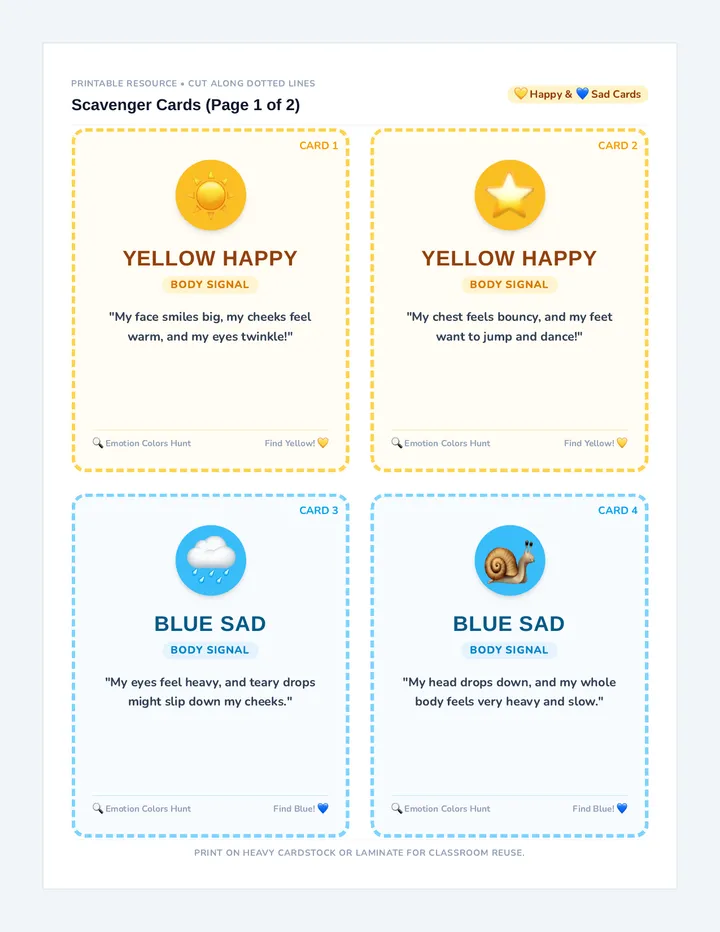 Classroom Color Scavenger Cards