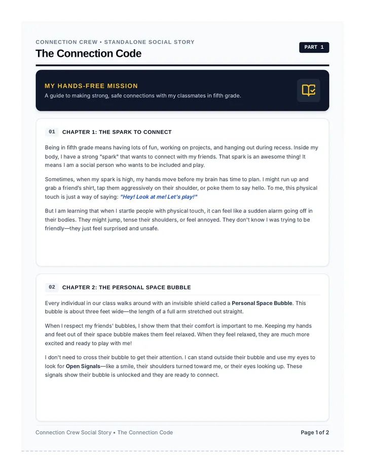 Connection Code Social Story