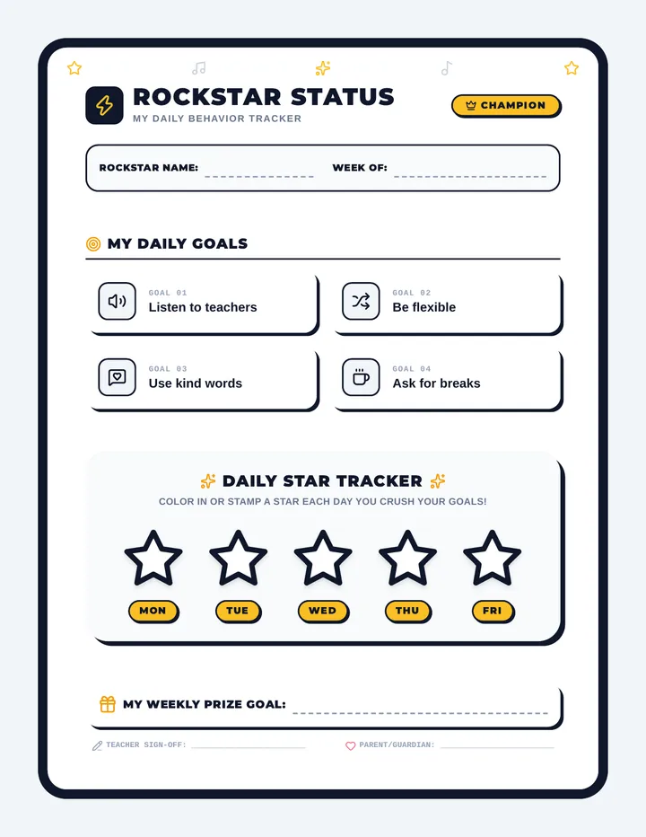 Rockstar Desk Tracker Handout