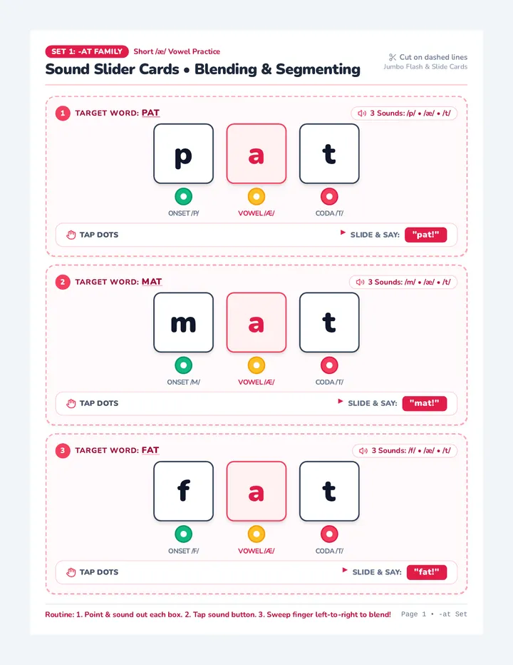 Sound Slider Activity Cards