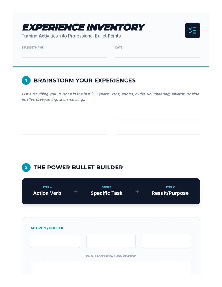 Experience Inventory Worksheet