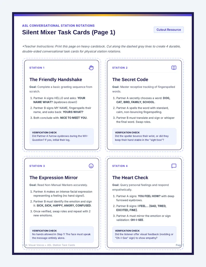 Silent Mixer Task Cards