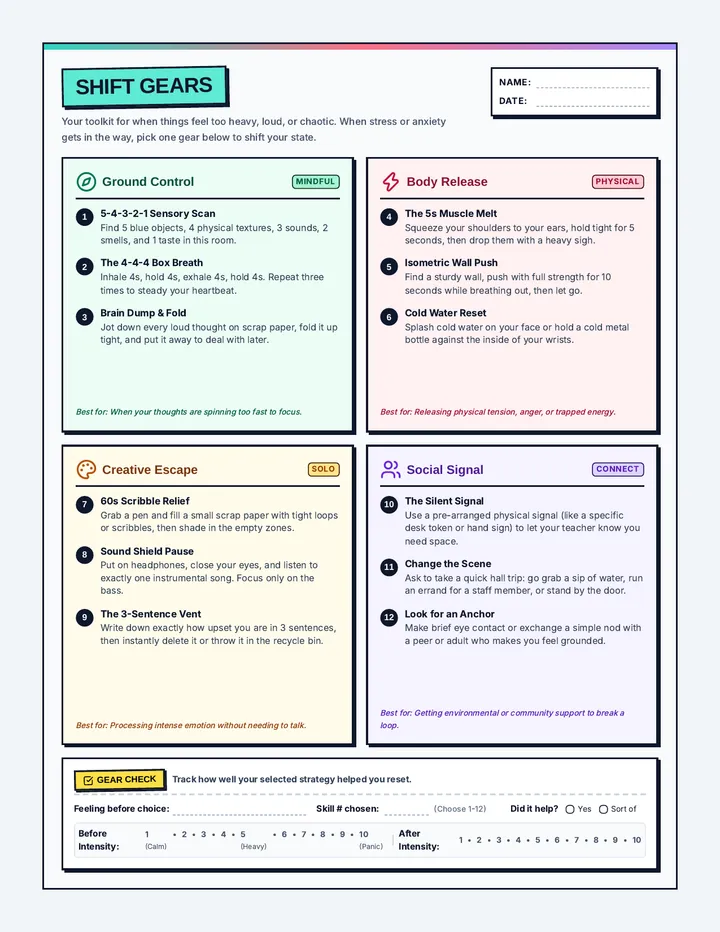 Shift Gears Choice Board