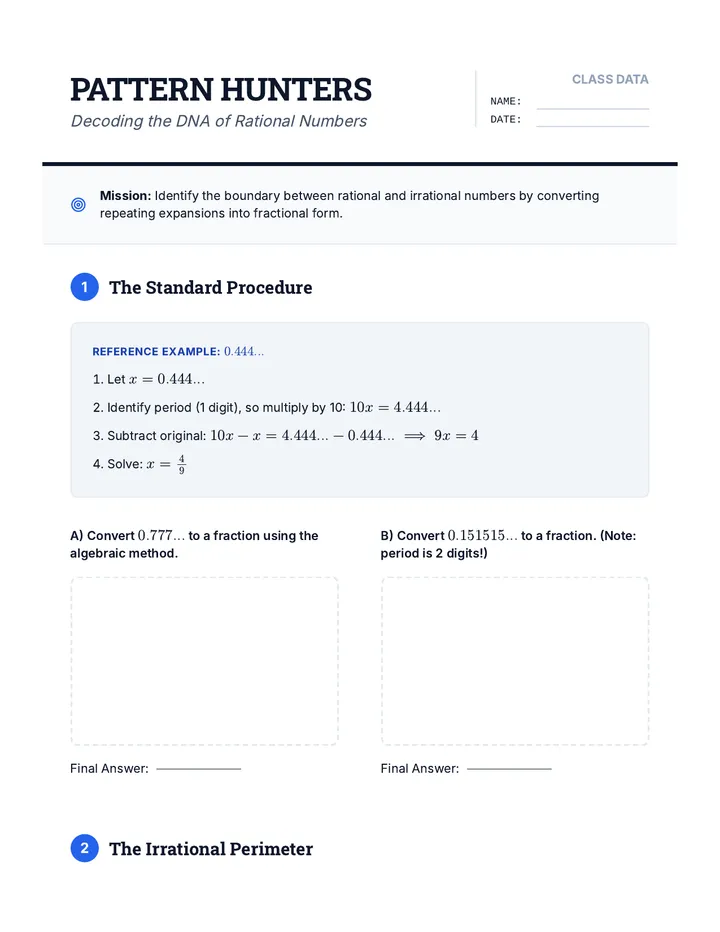 Pattern Hunters Worksheet