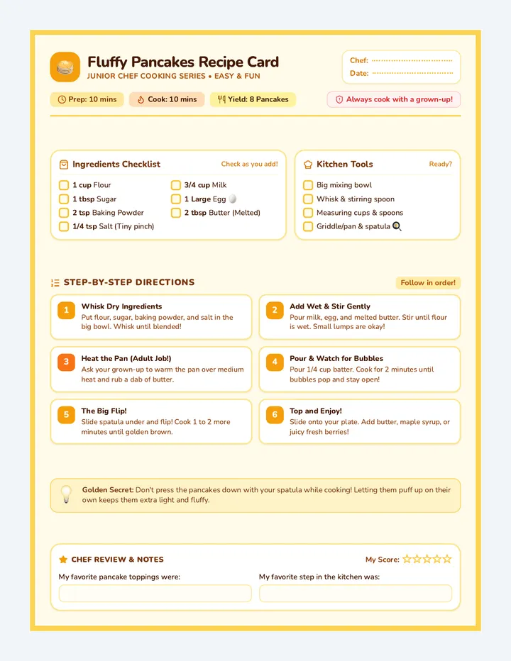 Fluffy Pancakes Recipe Card