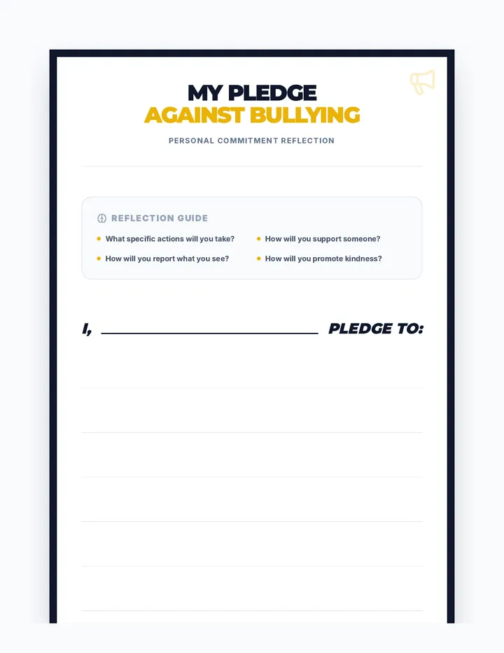 My Pledge Reflection Sheet