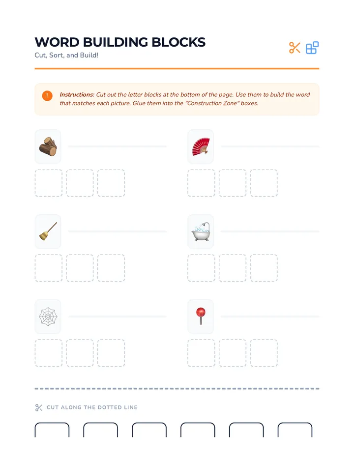 Word Building Blocks Activity