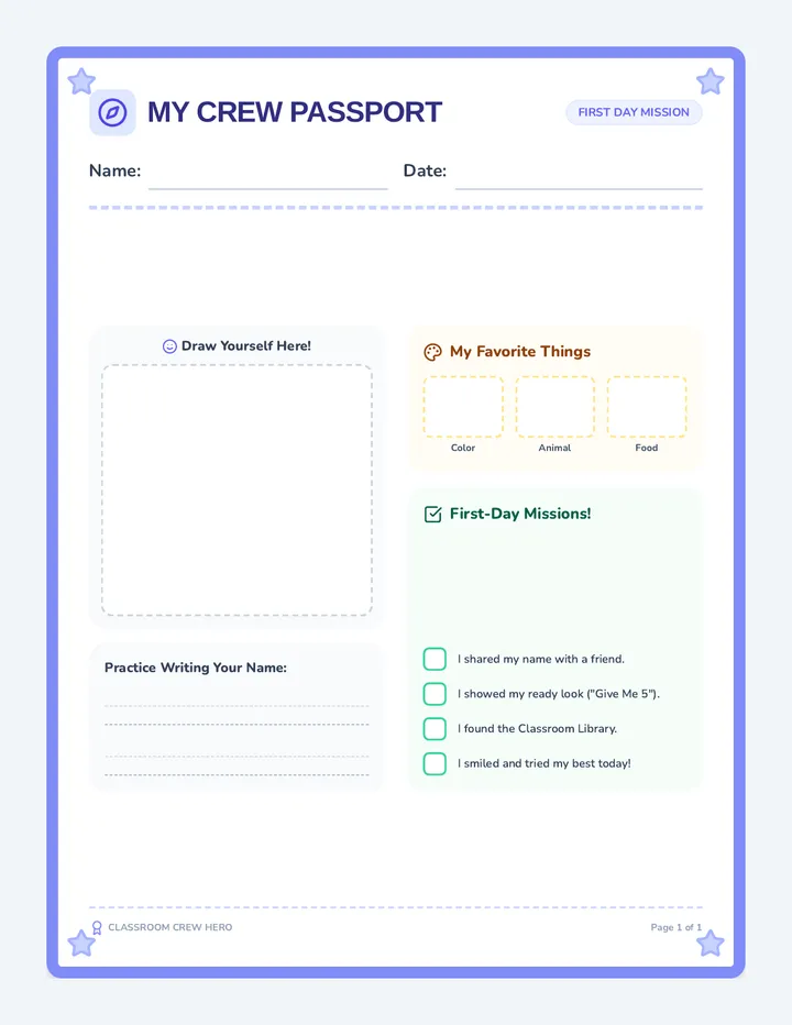 My Crew Passport Worksheet