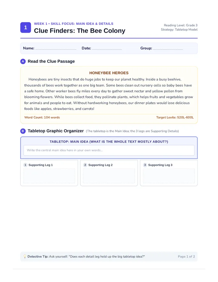 Main Idea Student Packet