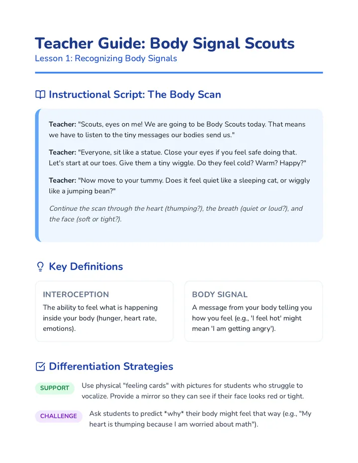 Body Signal Teacher Guide page 1