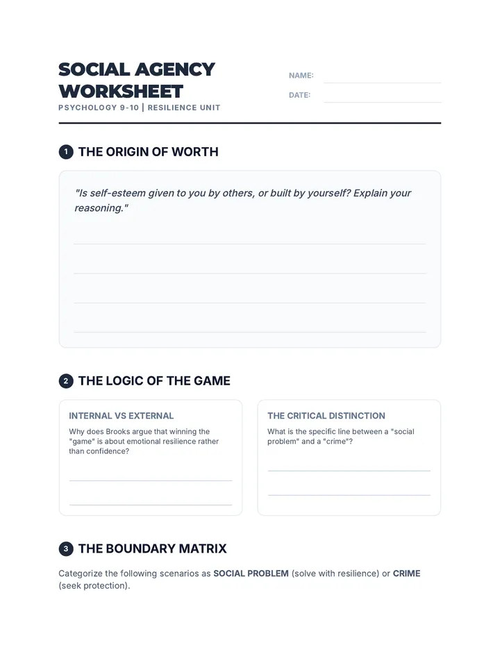 Social Agency Worksheet