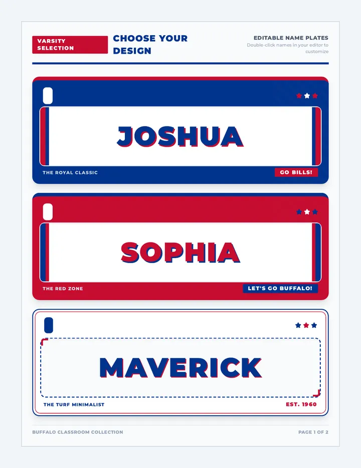 Bills Team Desk Plates