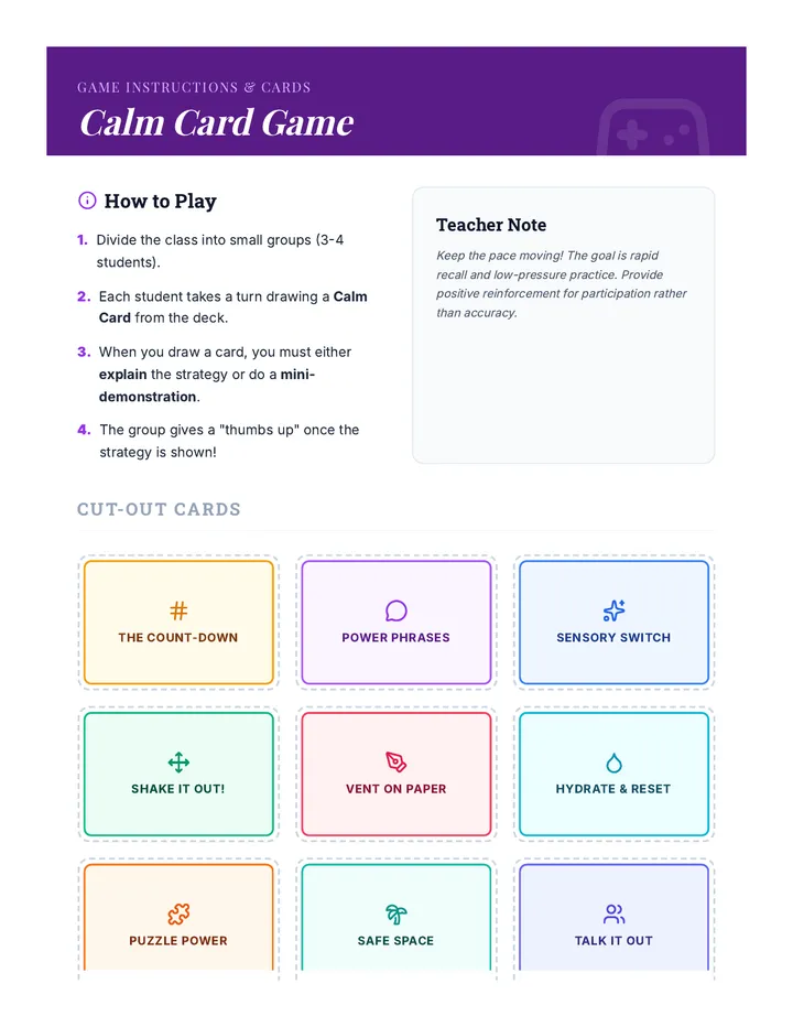 Calm Card Game Material