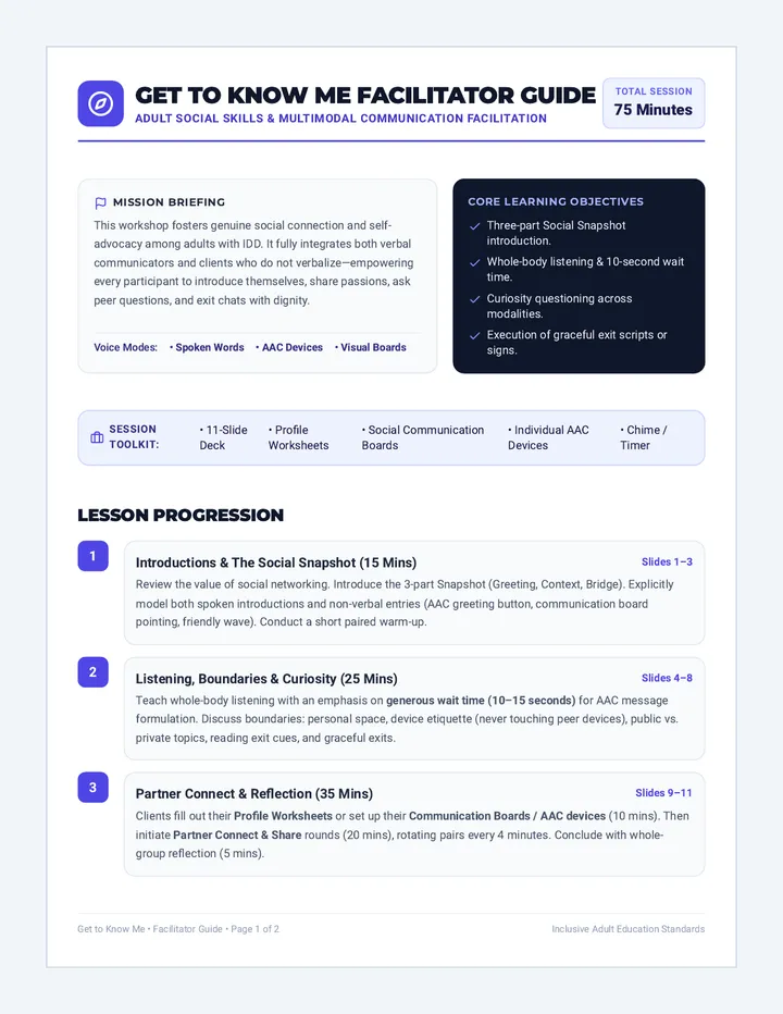 Get to Know Me Facilitator Guide