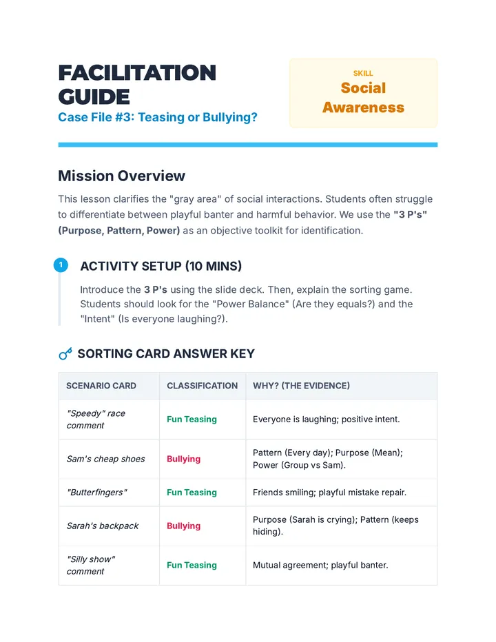 Teasing or Bullying Facilitation Guide