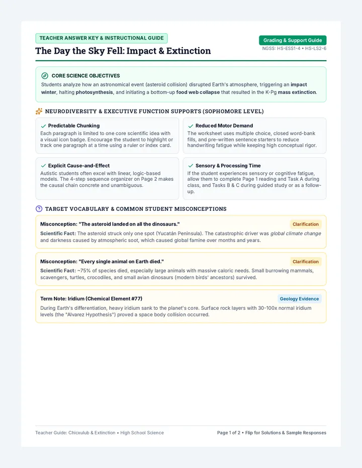 Impact Extinction Answer Key