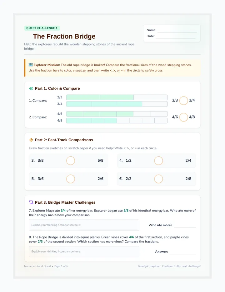 Fraction Bridge Worksheet