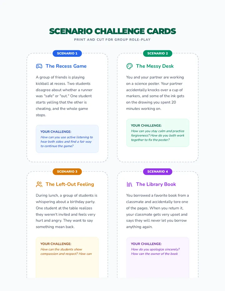 Printable Conflict Scenarios Cards
