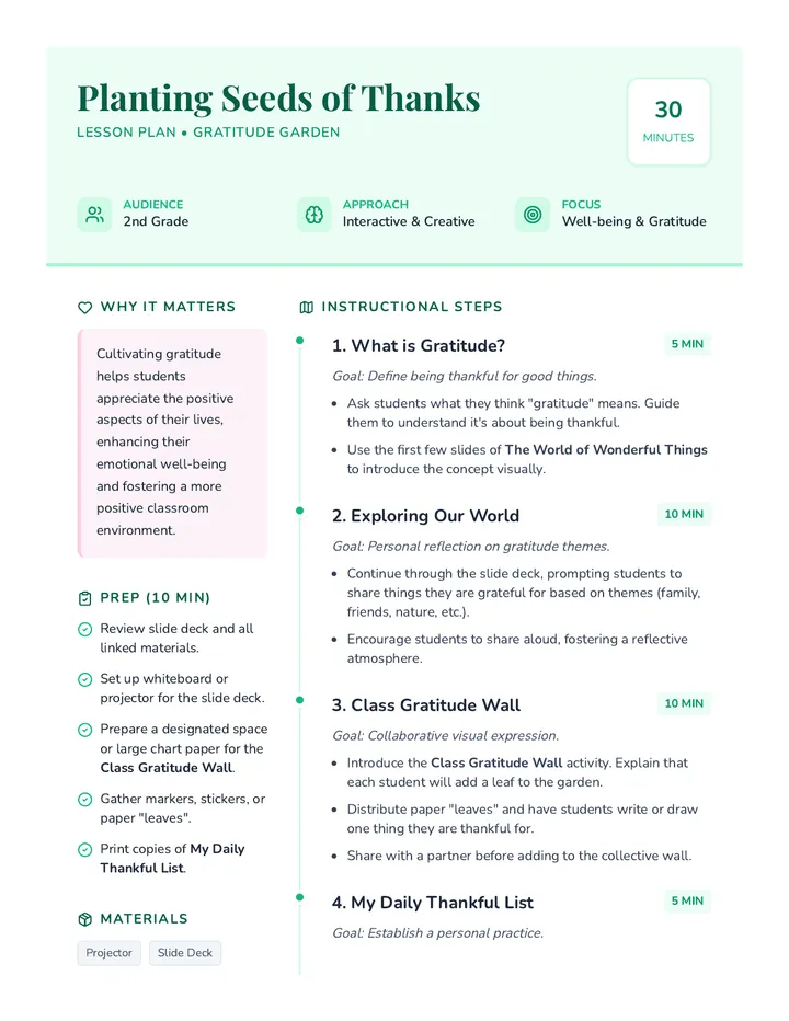 Planting Seeds of Thanks Lesson Plan