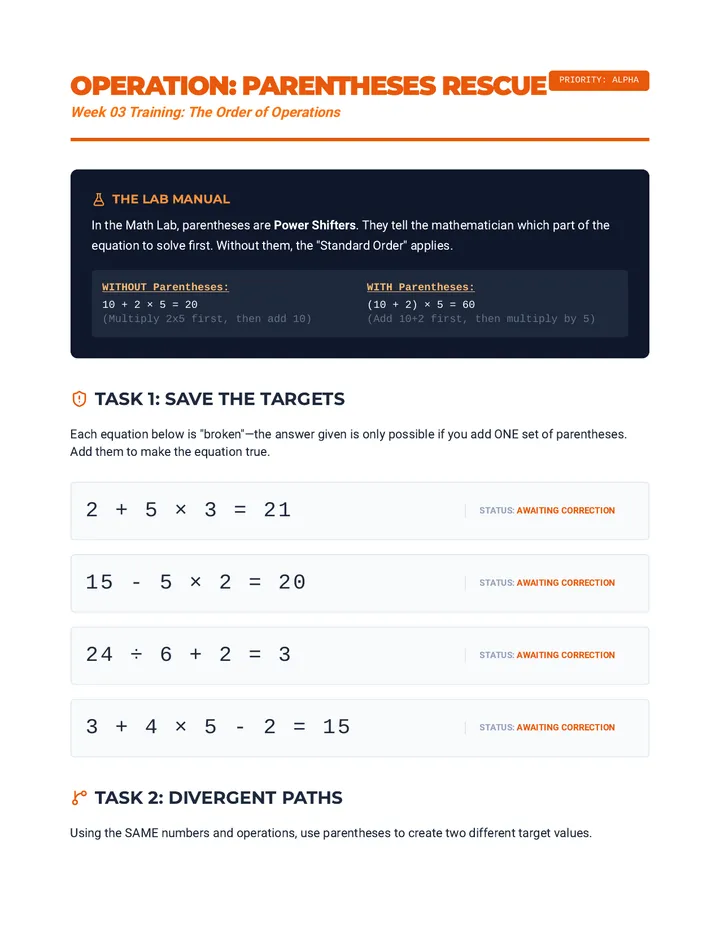 Parentheses Puzzle Lab Worksheet