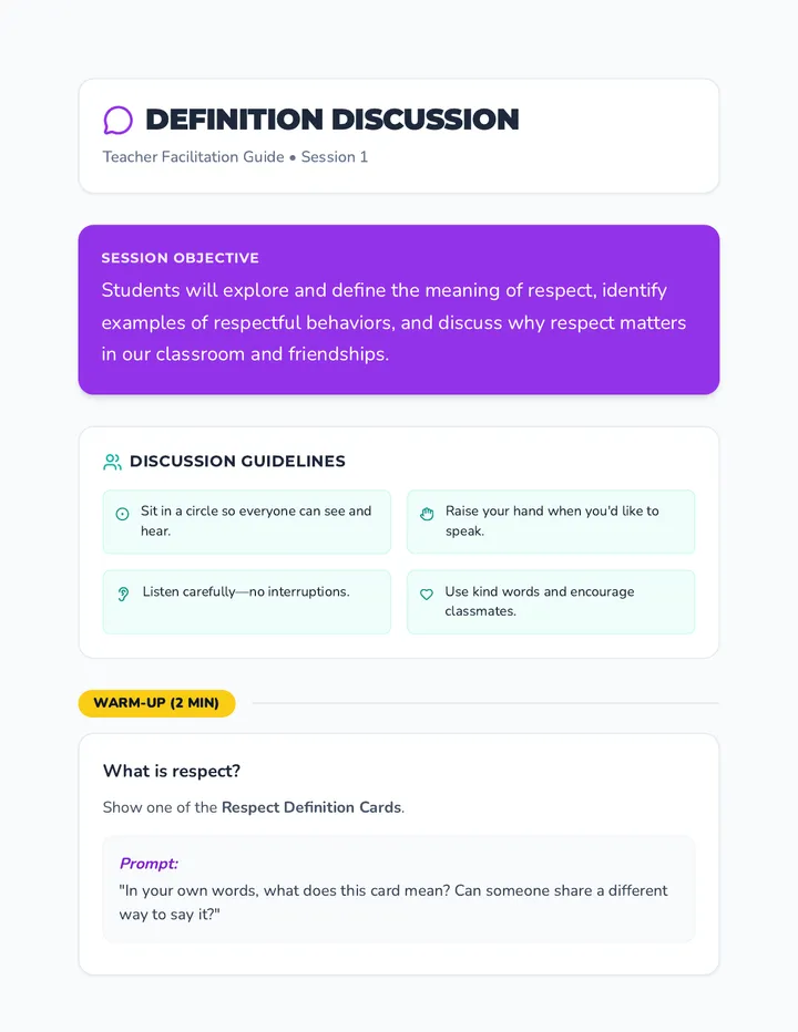 Respect Definition Discussion Guide