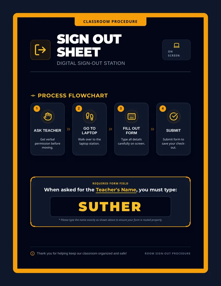 Sign Out Sheet Sign